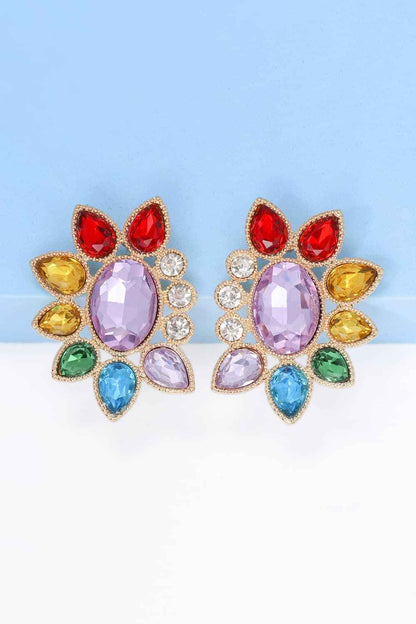 Geometrical Shape Glass Stone Dangle Earrings