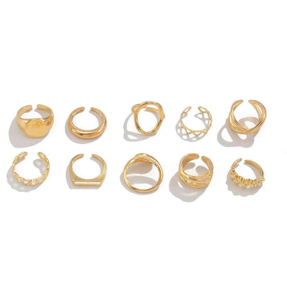 10-Piece Alloy Geometric Ring