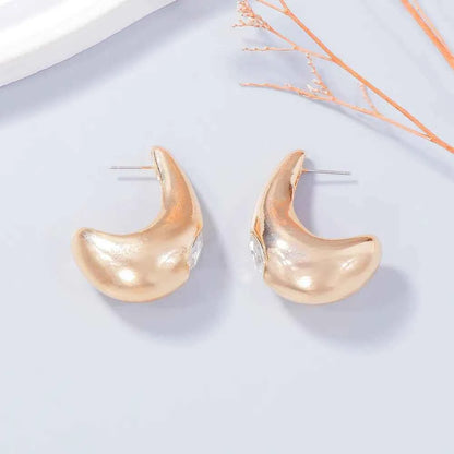 Alloy Rhinestone C-Hoop Earrings