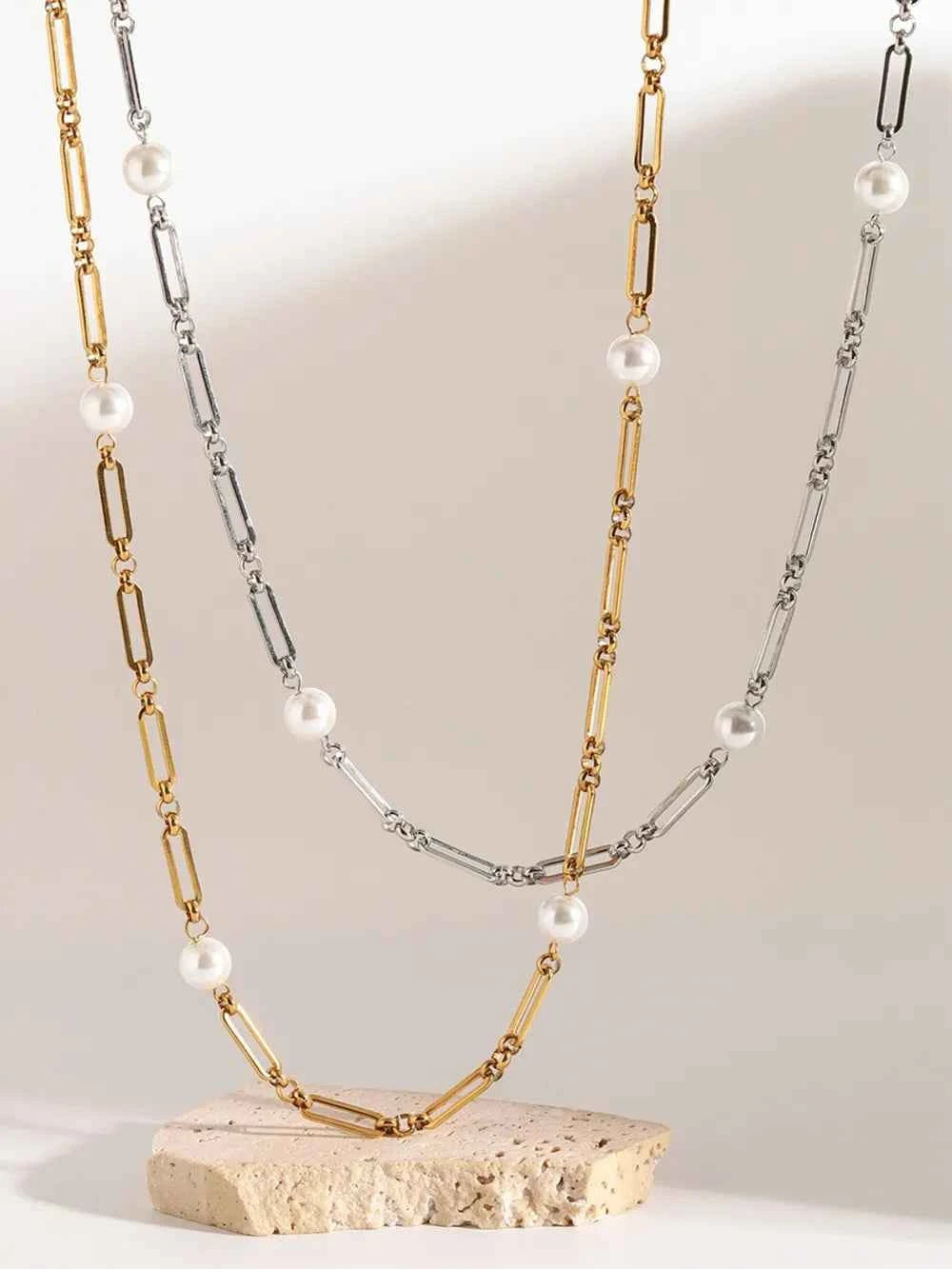 Stainless Steel Pearl Chain Necklace
