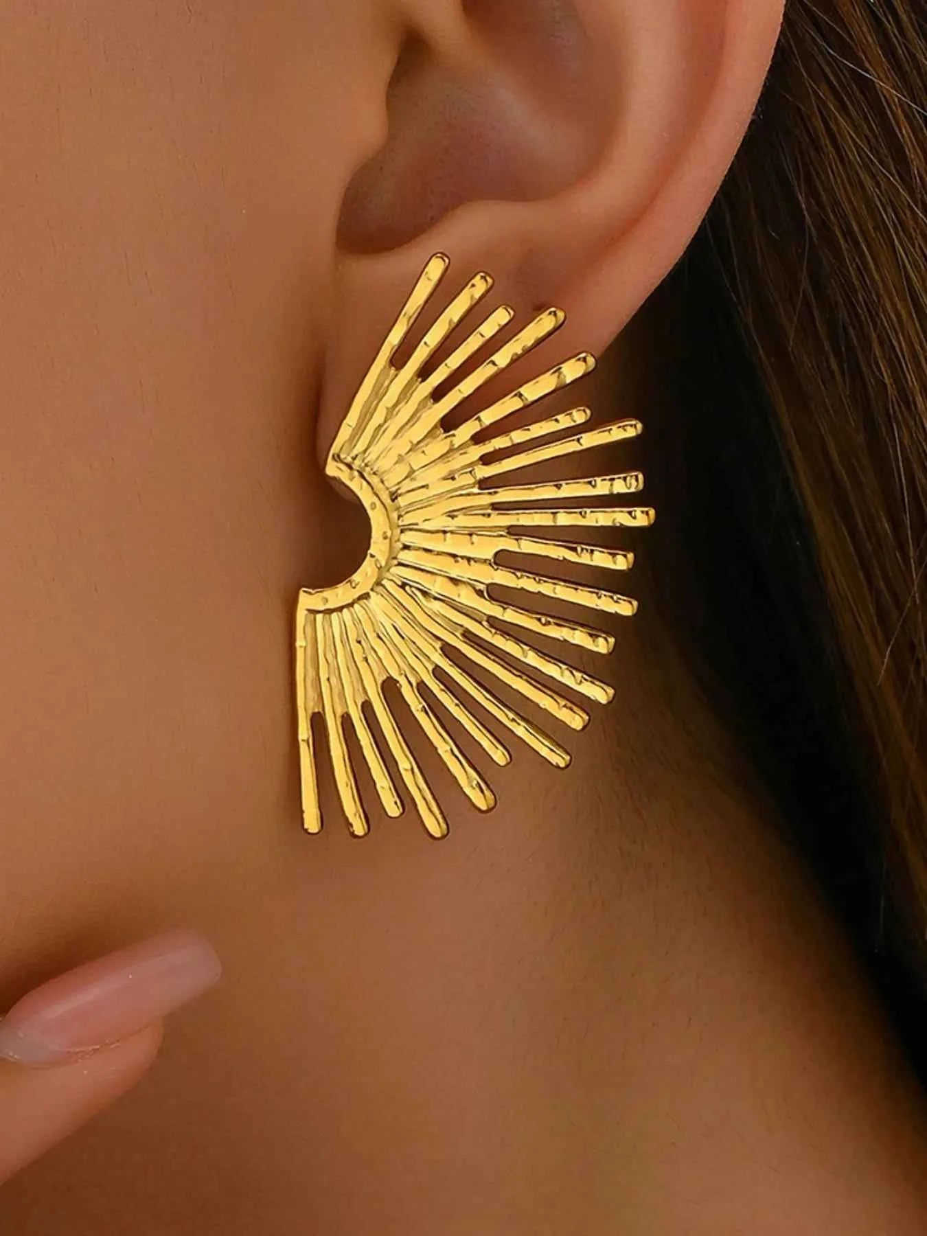 18K Gold-Plated Stainless Steel Sunburst Earrings