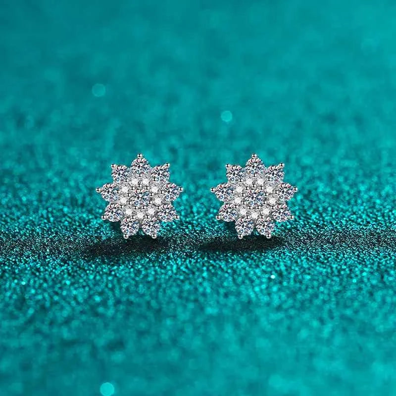 925 Sterling Silver Moissanite Zircon Stud Earrings