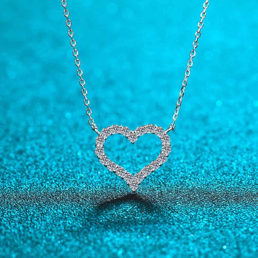 Moissanite 925 Sterling Silver Heart Shape Necklace