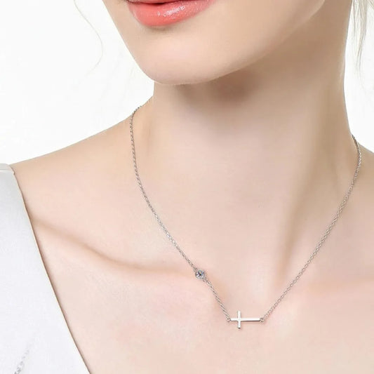 Cross 925 Sterling Silver Moissanite Necklace - Mr. Gem & Company