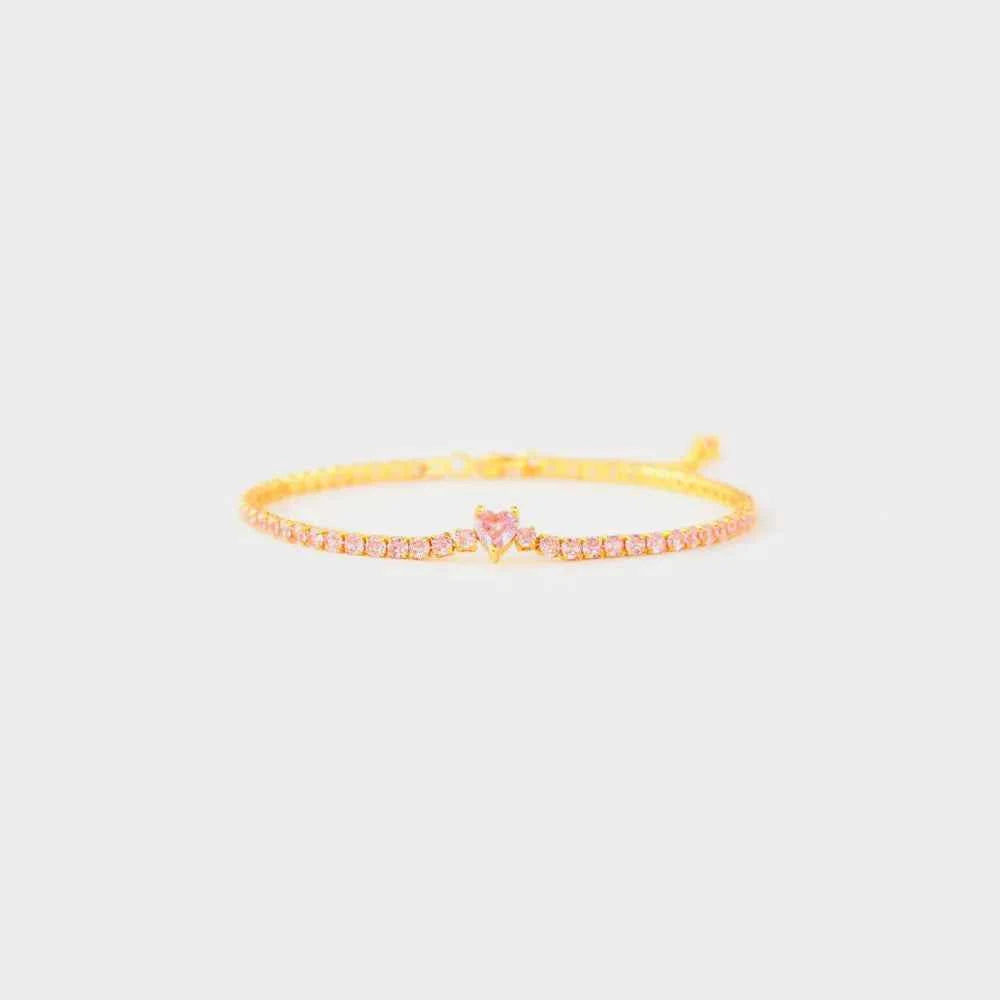 Heart Shape Inlaid Zircon 18K Gold-Plated Bracelet