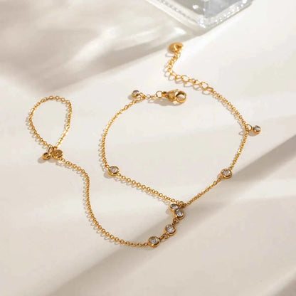 18K Gold-Plated Inlaid Rhinestone Chain Bracelet