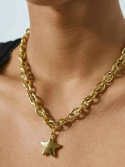 18K Gold-Plated Star Pendant Chain Necklace