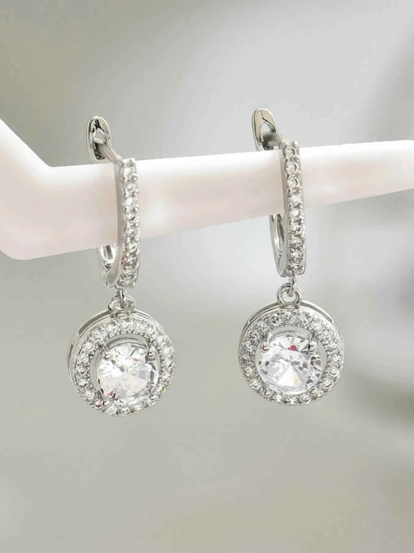 Stainless Steel Zircon Drop Earrings