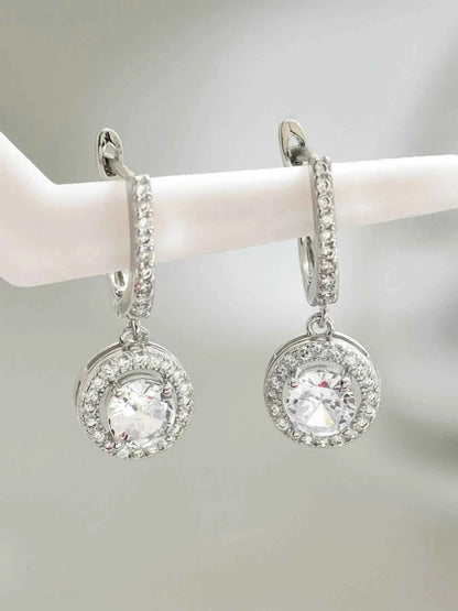 Stainless Steel Zircon Drop Earrings