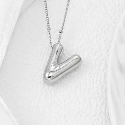Copper Bubble Letter Pendant Necklace