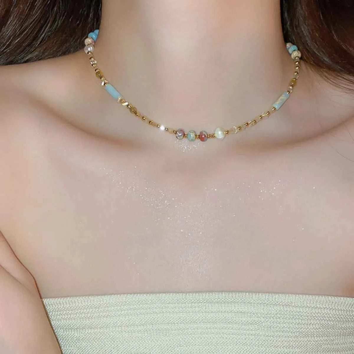 Alloy Pearl Beaded Necklace