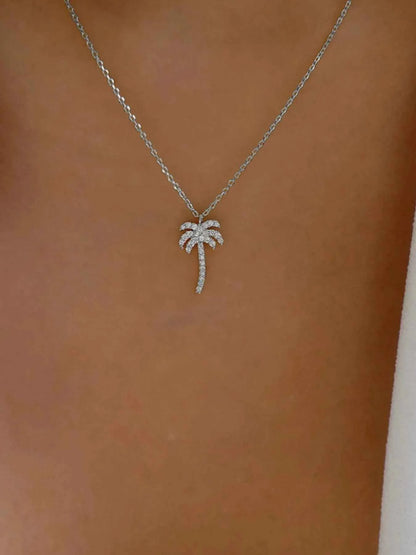 Zircon Palm Tree Pendant Necklace