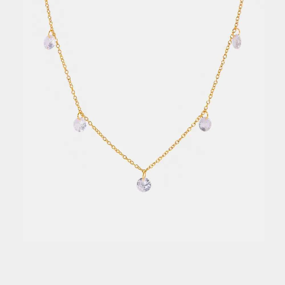 Stainless Steel Rhinestone Charm Necklace