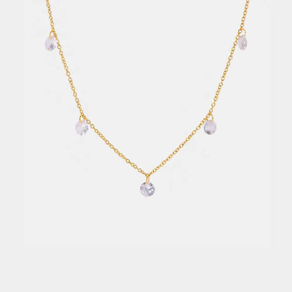 Stainless Steel Rhinestone Charm Necklace