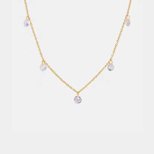 Stainless Steel Rhinestone Charm Necklace