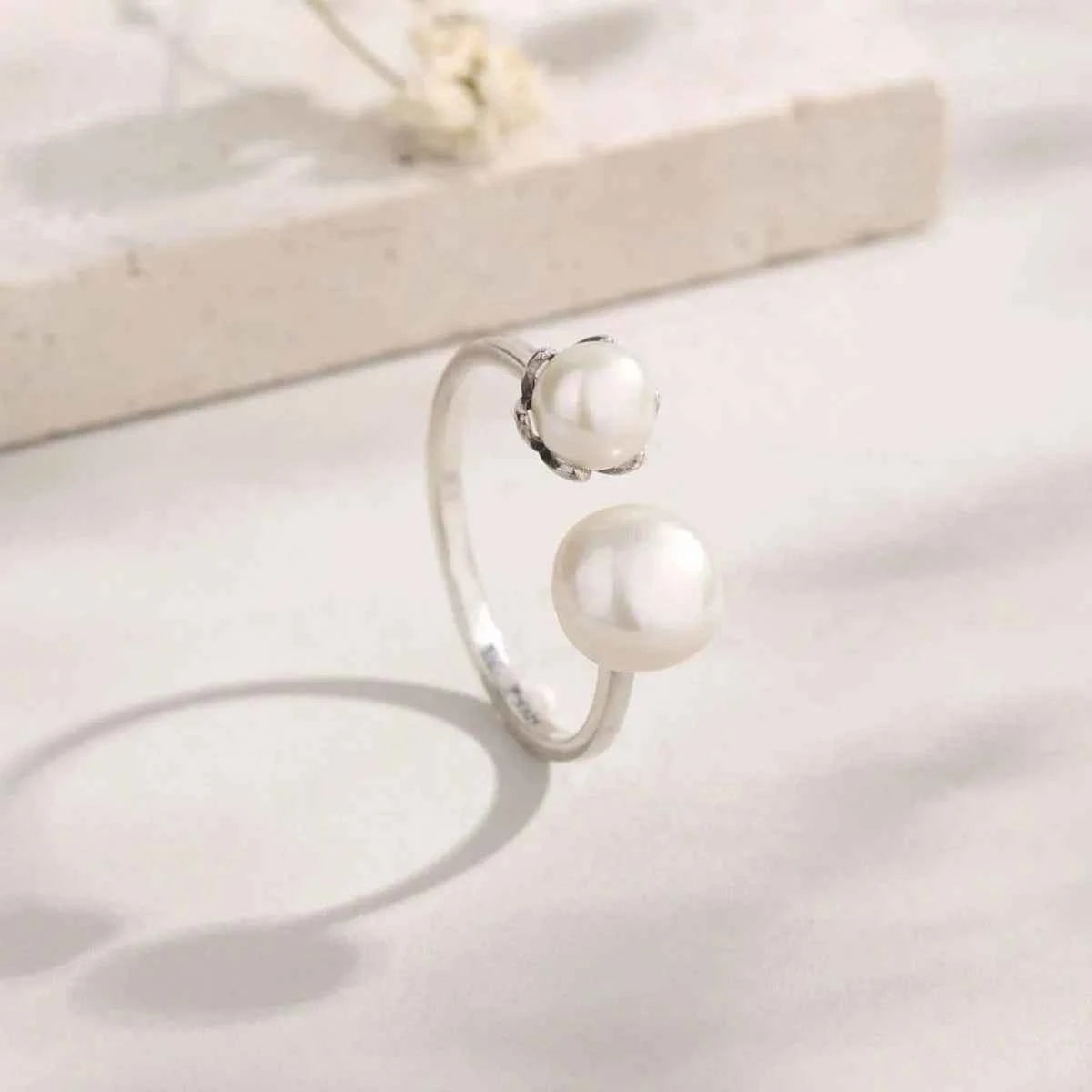 Pearl 925 Sterling Silver Open Ring