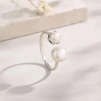 Pearl 925 Sterling Silver Open Ring