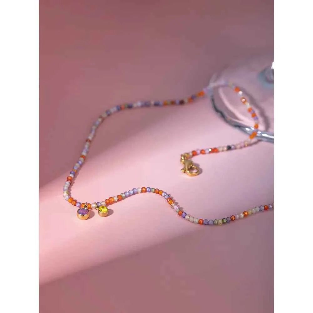 Stainless Steel Glass Stone Necklace