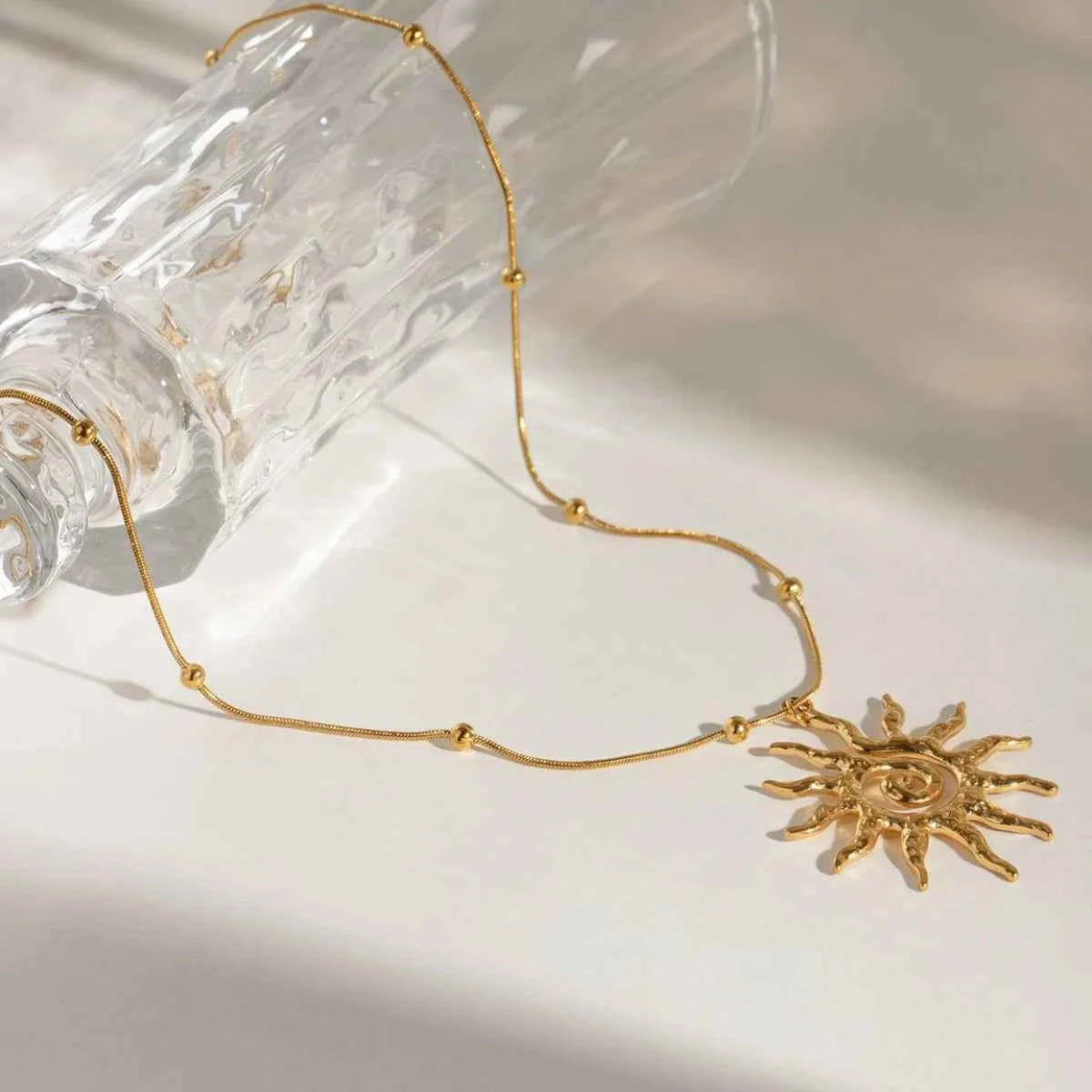 18K Gold-Plated Sun Pendant Necklace