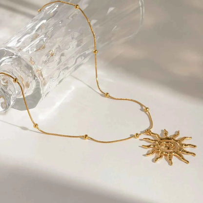 18K Gold-Plated Sun Pendant Necklace