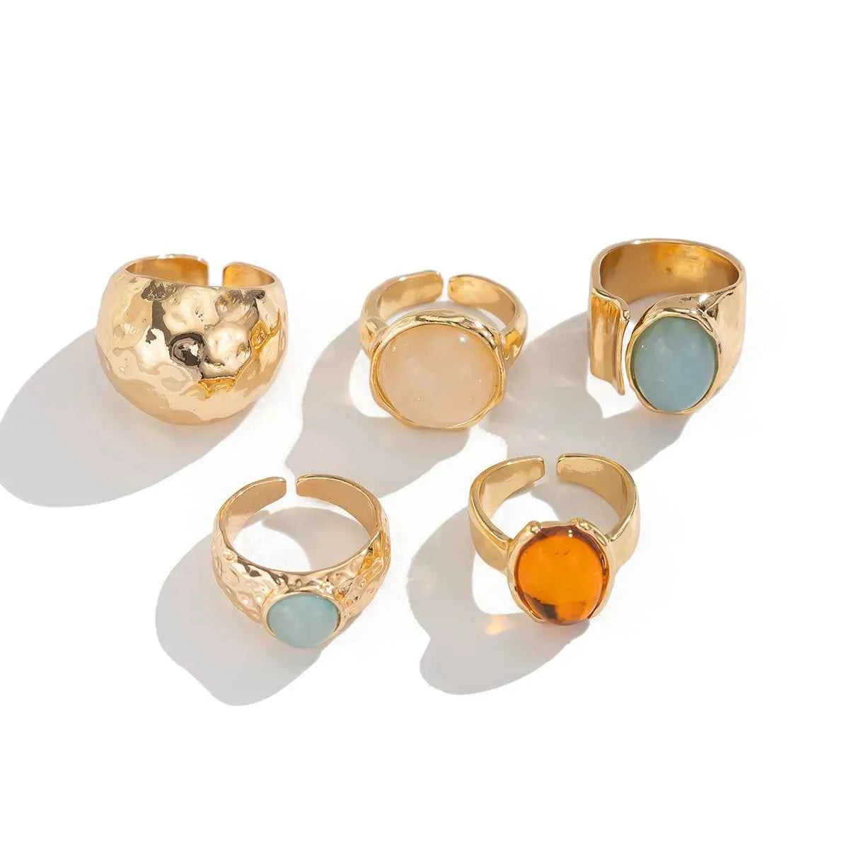 5-Piece 18K Gold-Plated Acrylic Stainless Steel Ring