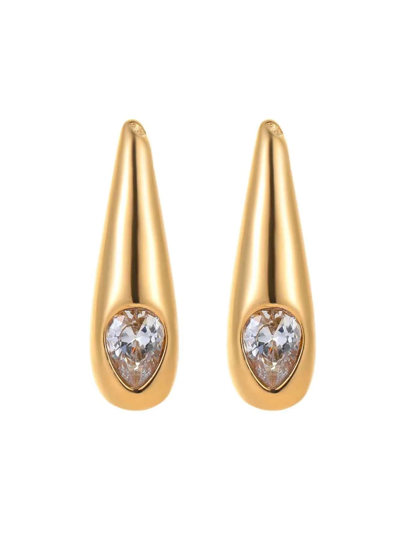 18K Gold-Plated Zircone Teardrop Earrings