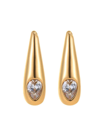 18K Gold-Plated Zircone Teardrop Earrings