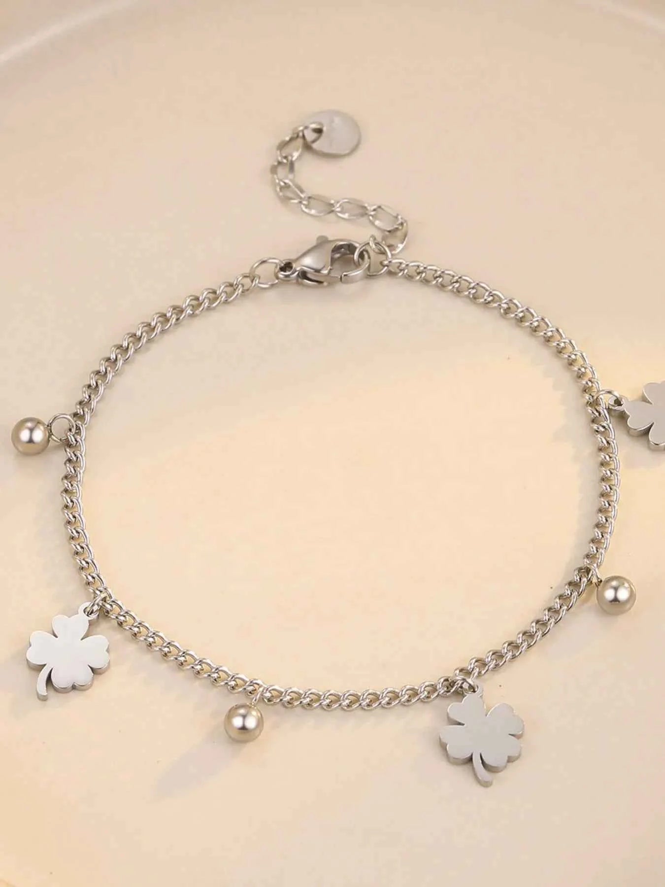 Stainless Steel Four Leaf Clover Bracelet