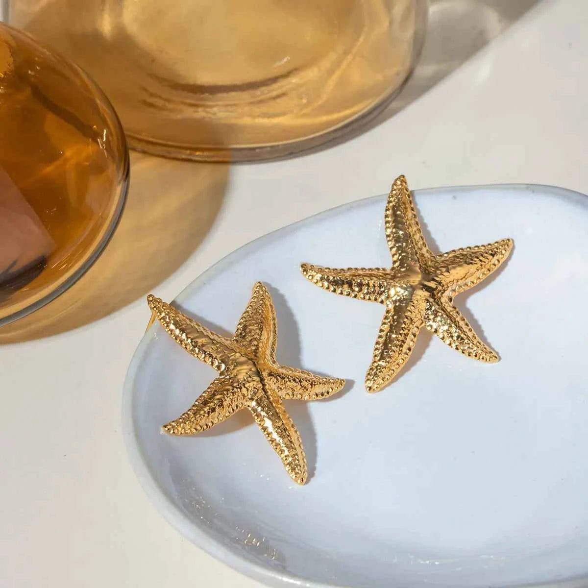 18K Gold-Plated Starfish Stud Earrings