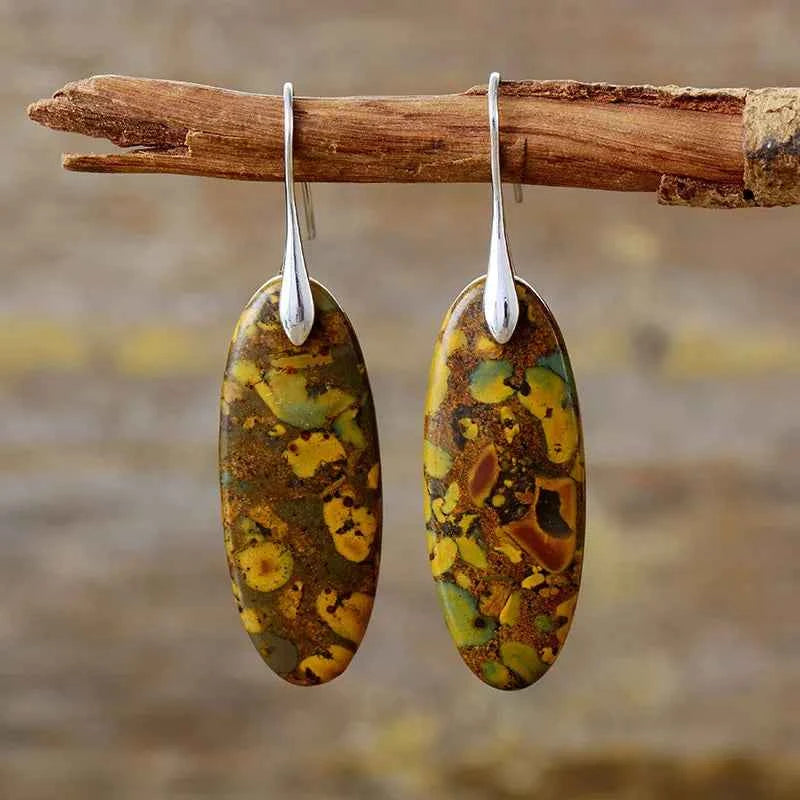 Natural Stone Copper Dangle Earrings