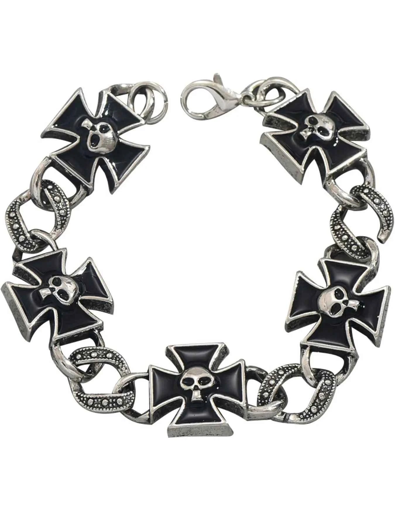 Gothic Skull Cross Chain Bracelet