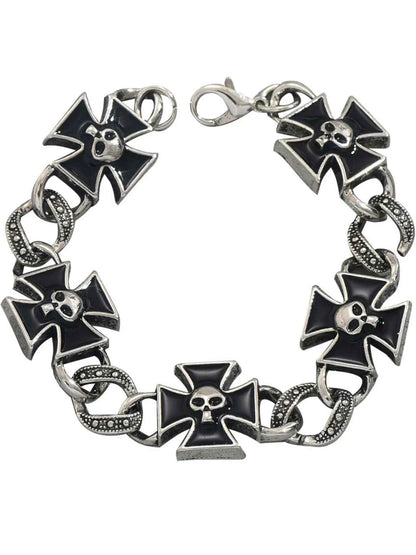 Gothic Skull Cross Chain Bracelet