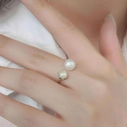 Pearl 925 Sterling Silver Open Ring