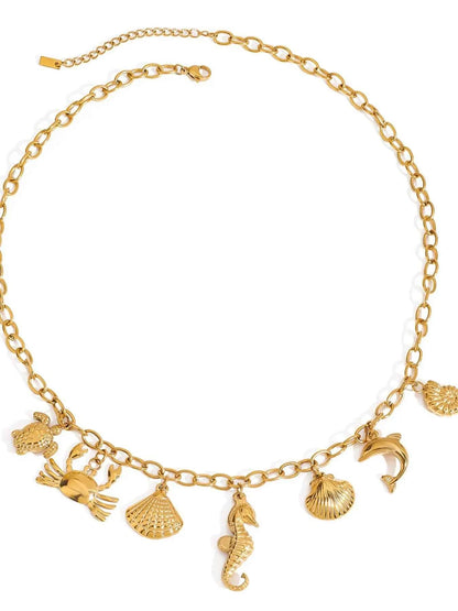 18K Gold-Plated Stainless Steel Ocean Theme Necklace