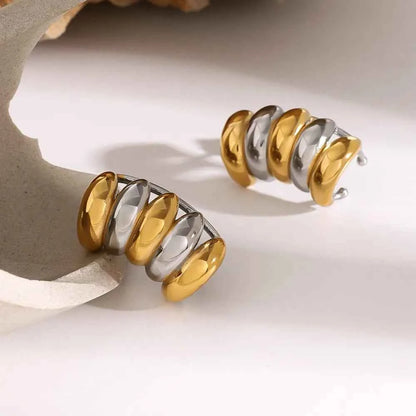 Stainless Steel Contrast Stud Earrings