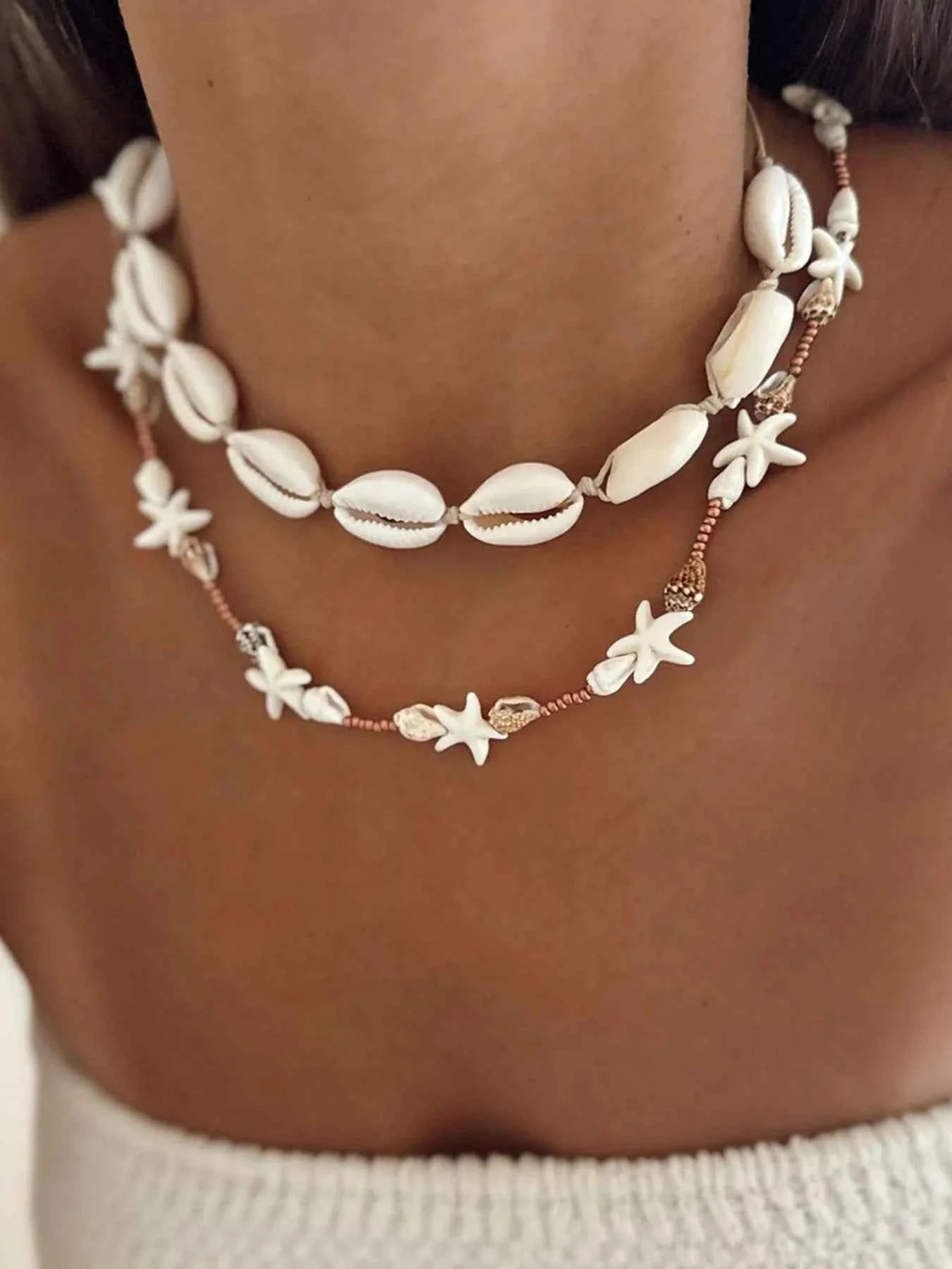 2 Piece Shell Charm Necklace