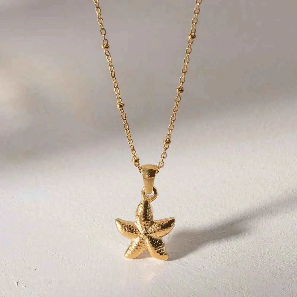 18K Gold Plated Starfish Pendant Necklace