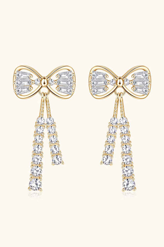 1.12 Carat Moissanite 925 Sterling Silver Bow Earrings