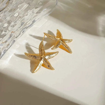 18K Gold-Plated Starfish Stud Earrings