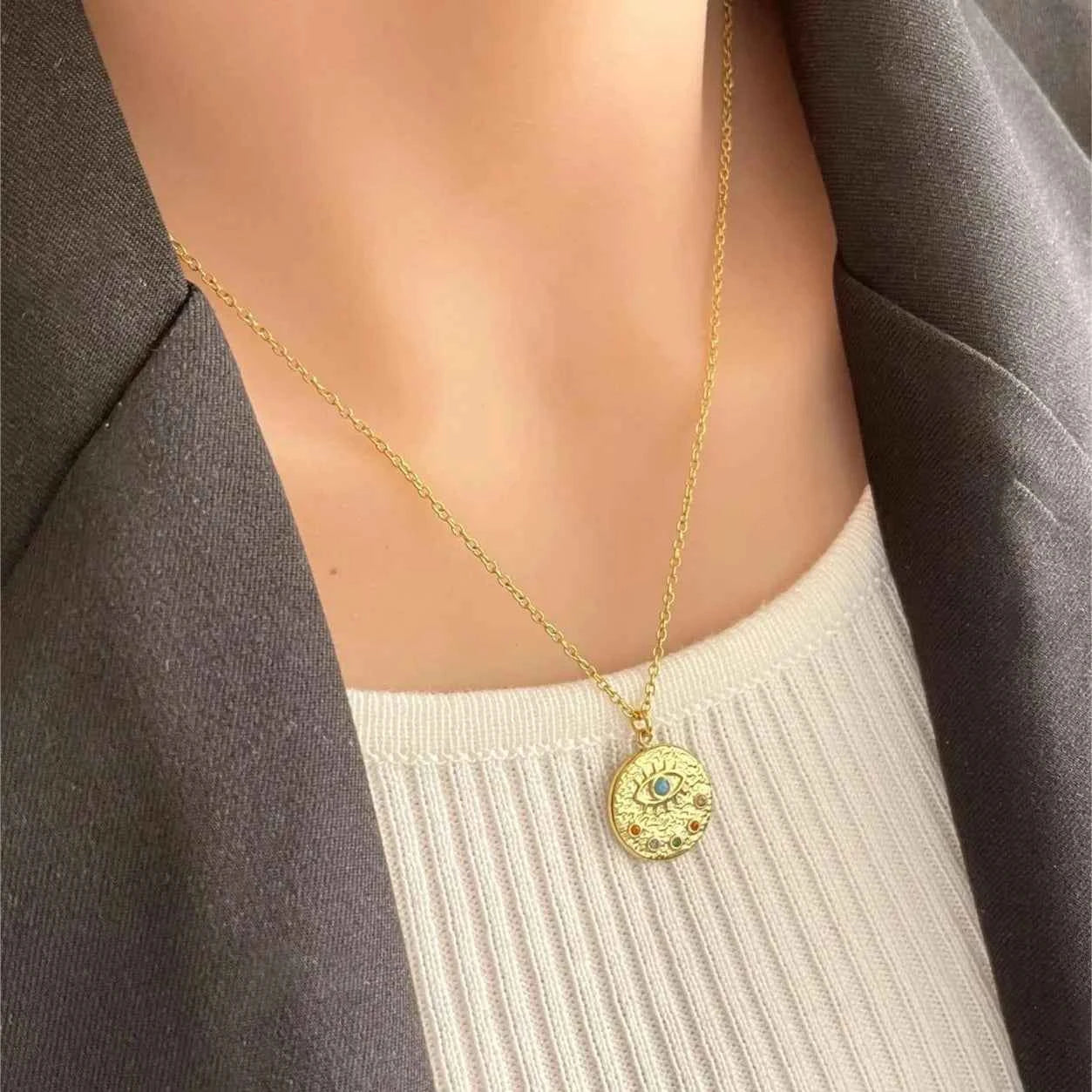 18K Gold-Plated Coin Pendant Necklace