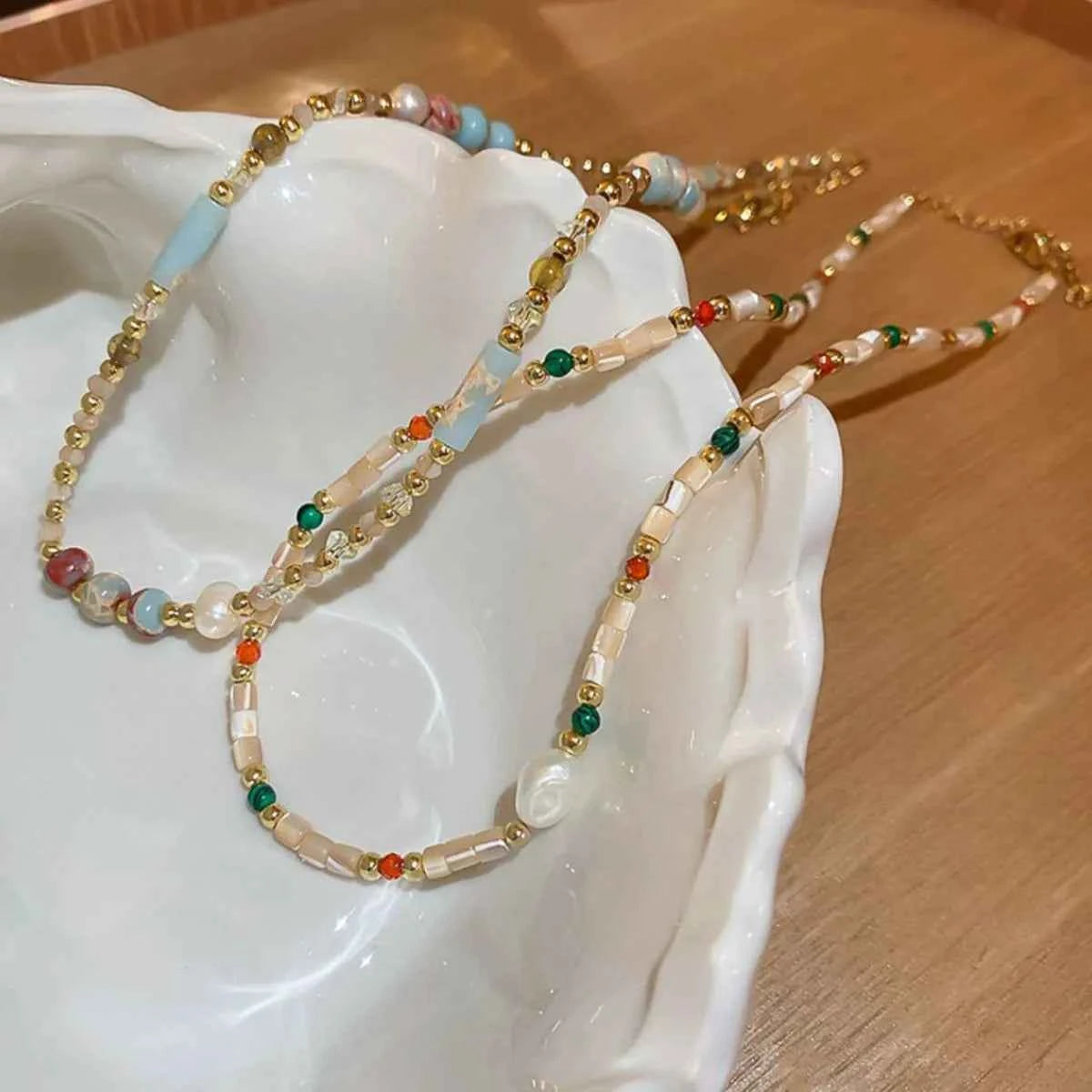 Alloy Pearl Beaded Necklace