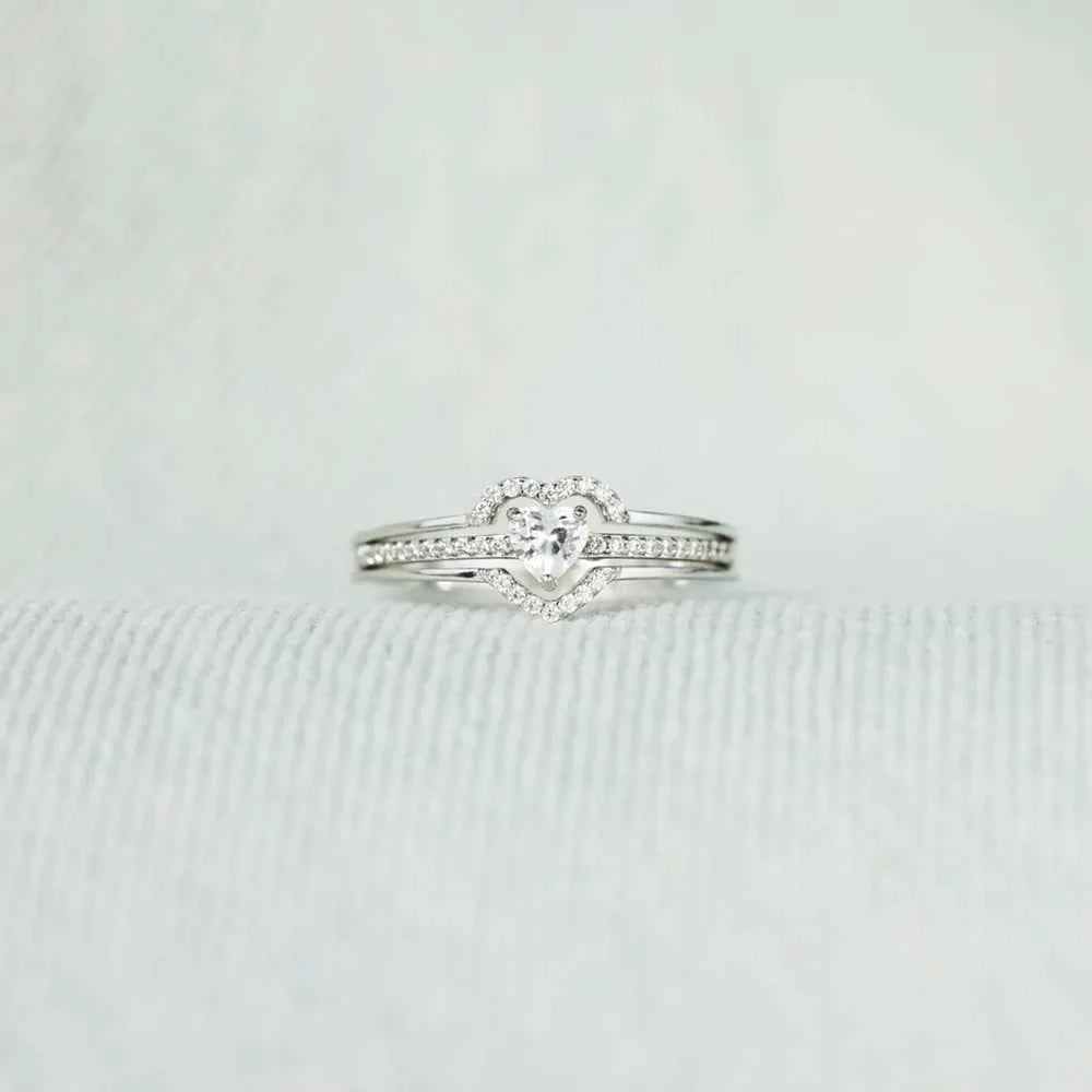 925 Sterling Silver Inlaid Zircon Heart Ring