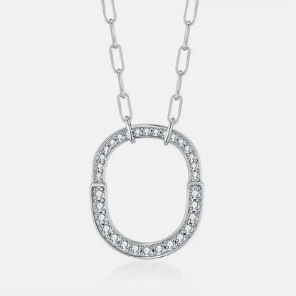 925 Sterling Silver Inlaid Moissanite Pendant Necklace