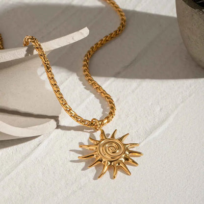 18K Gold-Plated Sun Pendant Necklace