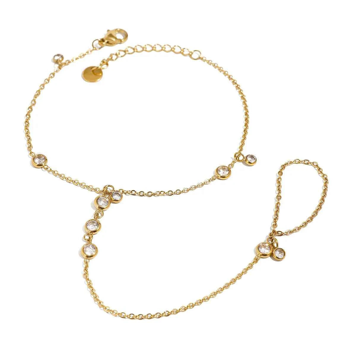18K Gold-Plated Inlaid Rhinestone Chain Bracelet