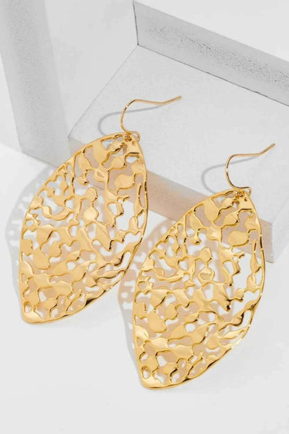 Brass Cutout Leaf Shape Earrings