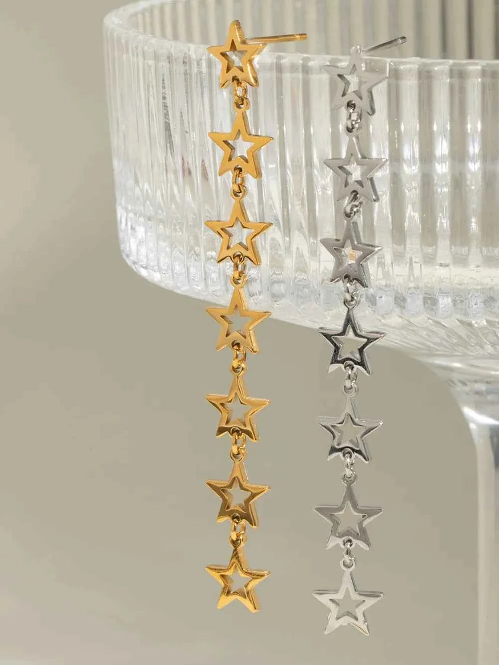Stainless Steel Cutout Star Earrings