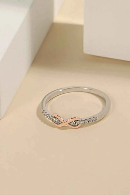 925 Sterling Silver Inlaid Zircon Infinity Symbol Ring