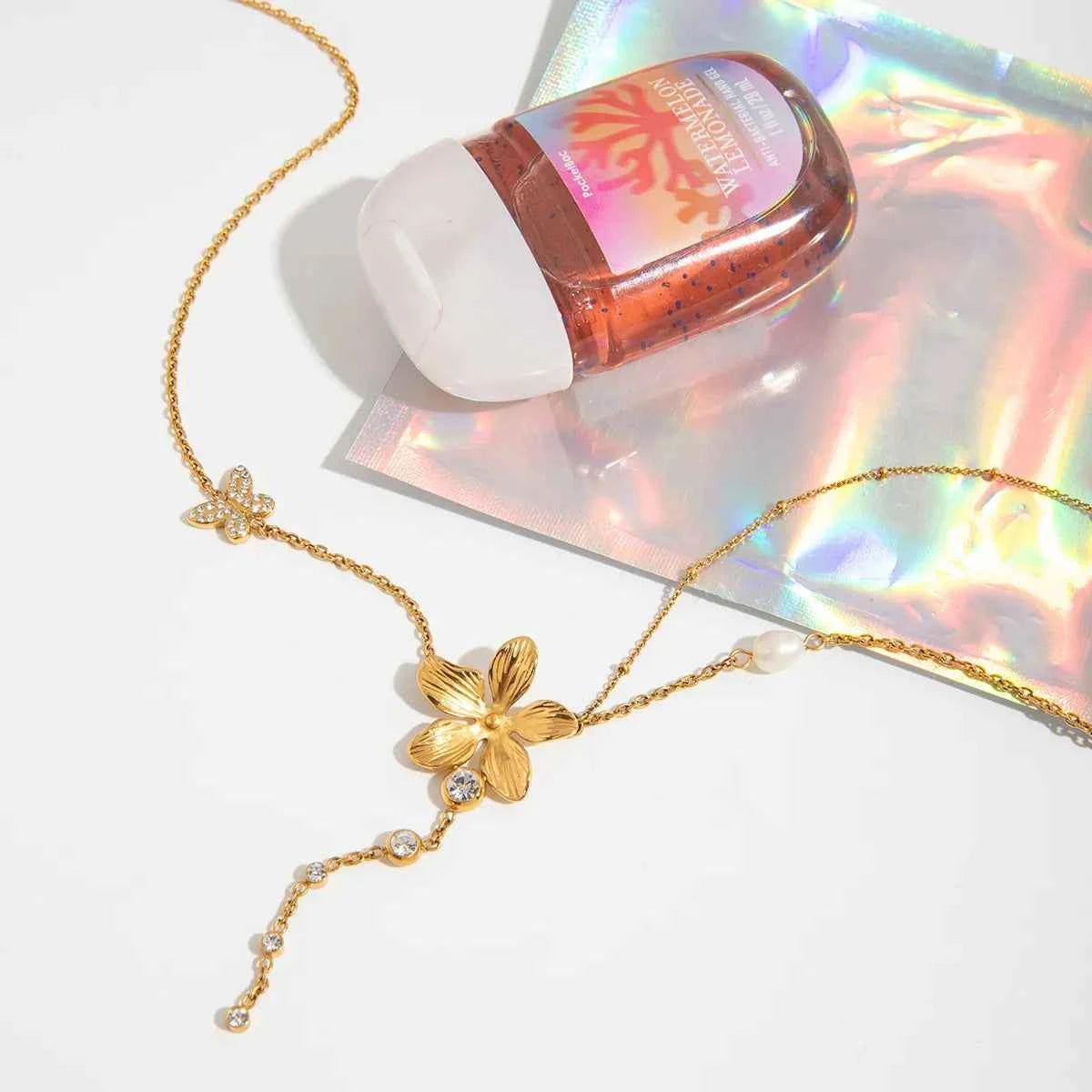 3-Piece 18K Gold-Plated Stainless Steel Flower Necklace