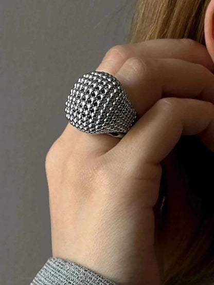 Stainless Steel Textured Dome Ring